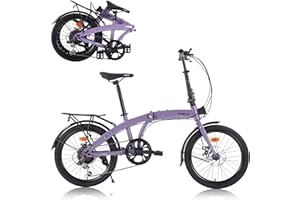 MTPLUM 20 Inch Folding Bike, Adult Foldable Bicycle with 7 Speed, Adjustable Seat Height & Adjustable Stem,Women Men Beach Cruiser Bike City Bicycle Commuter Lightweight Bike for Commuting Fitness