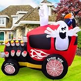 VENLOIS 5 FT Halloween Inflatables Ghost & Crow Driving Truck with LEDs | Blow Up Ghost Ghoul Ride Truck Built-in LED Lights, Outdoor Yard Lawn Garden Holiday Halloween Decor