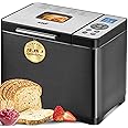 KBS 2LB Bread Maker, 19-in-1 Automatic Bread Machine Stainless Steel with Ceramic Pan,15H Timer&1H Keep Warm, Sourdough, Gluten-Free, 650W Bread Maker Machine with 3 Loaf Sizes 3 Crust Colors, Recipes