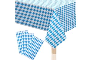 PEIKING 3pcs Oktoberfest Blue White German Tablecloths, Bavarian Vinyl Rectangle Plastic Checkered Tablecover 54 x 108in, Beers Festival Party Accessories for Oktoberfest Decorations Camping Picnic