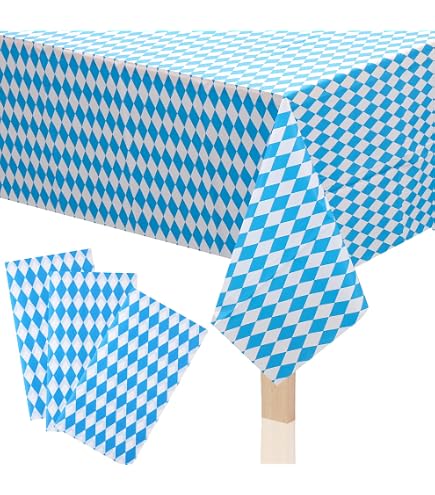 Tovaglia Oktoberfest IKAYAS 137x274 Cm - Motivo Bandiera Della Baviera - Impermeabile Antimacchia