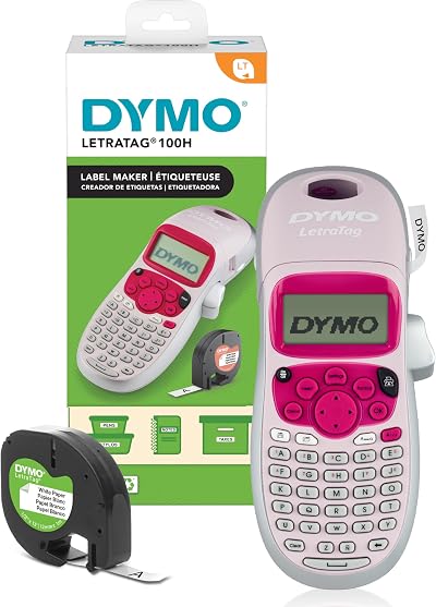 Dymo LetraTag LT-100H Label Maker Pink ABC Keyboard 13-Char LCD