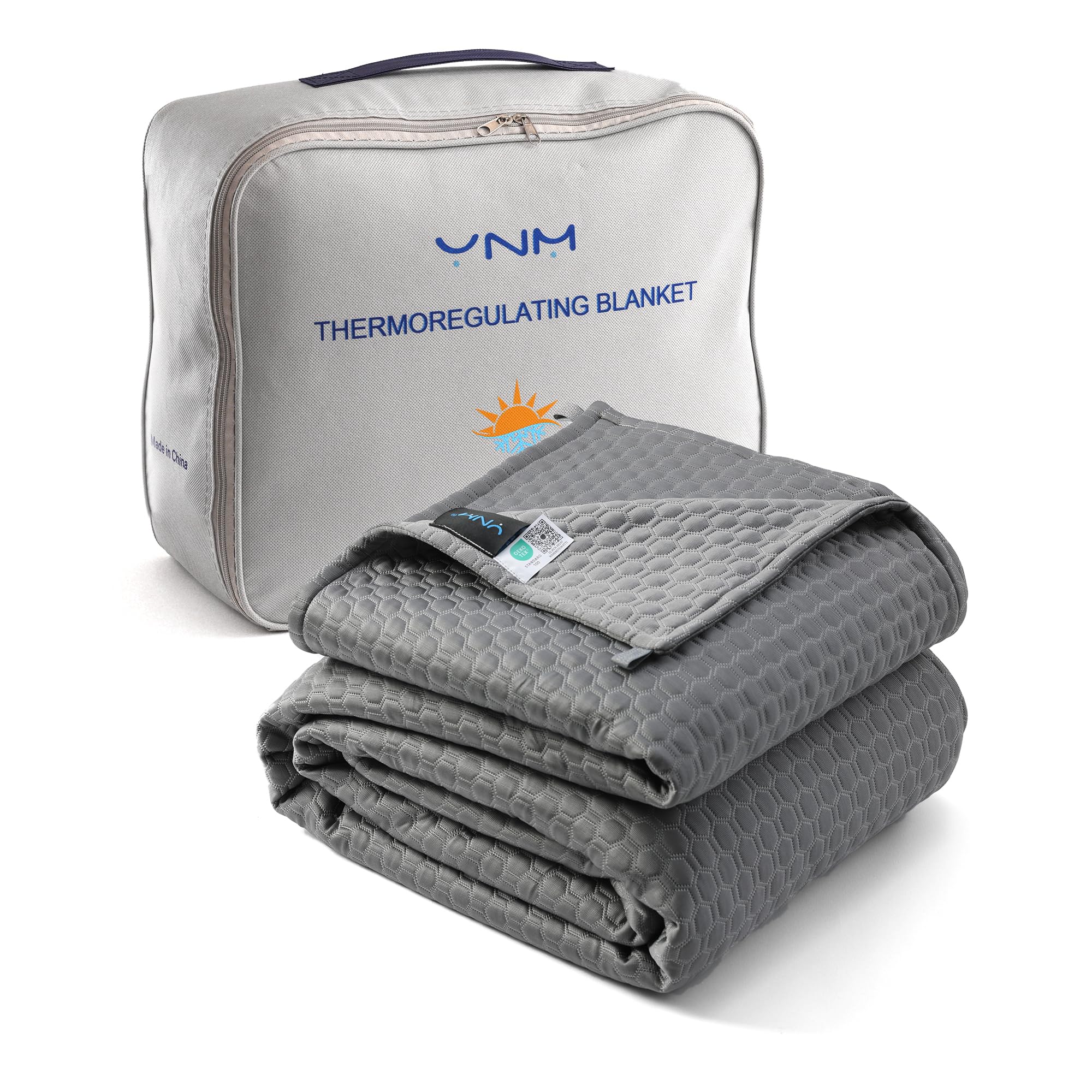 Photo 1 of YnM Thermoregulating Blanket for Couples, Suit for Hot Sleeper and Cold Sleeper in One Bed(Queen, 90x90 inches, Dark Gey)
