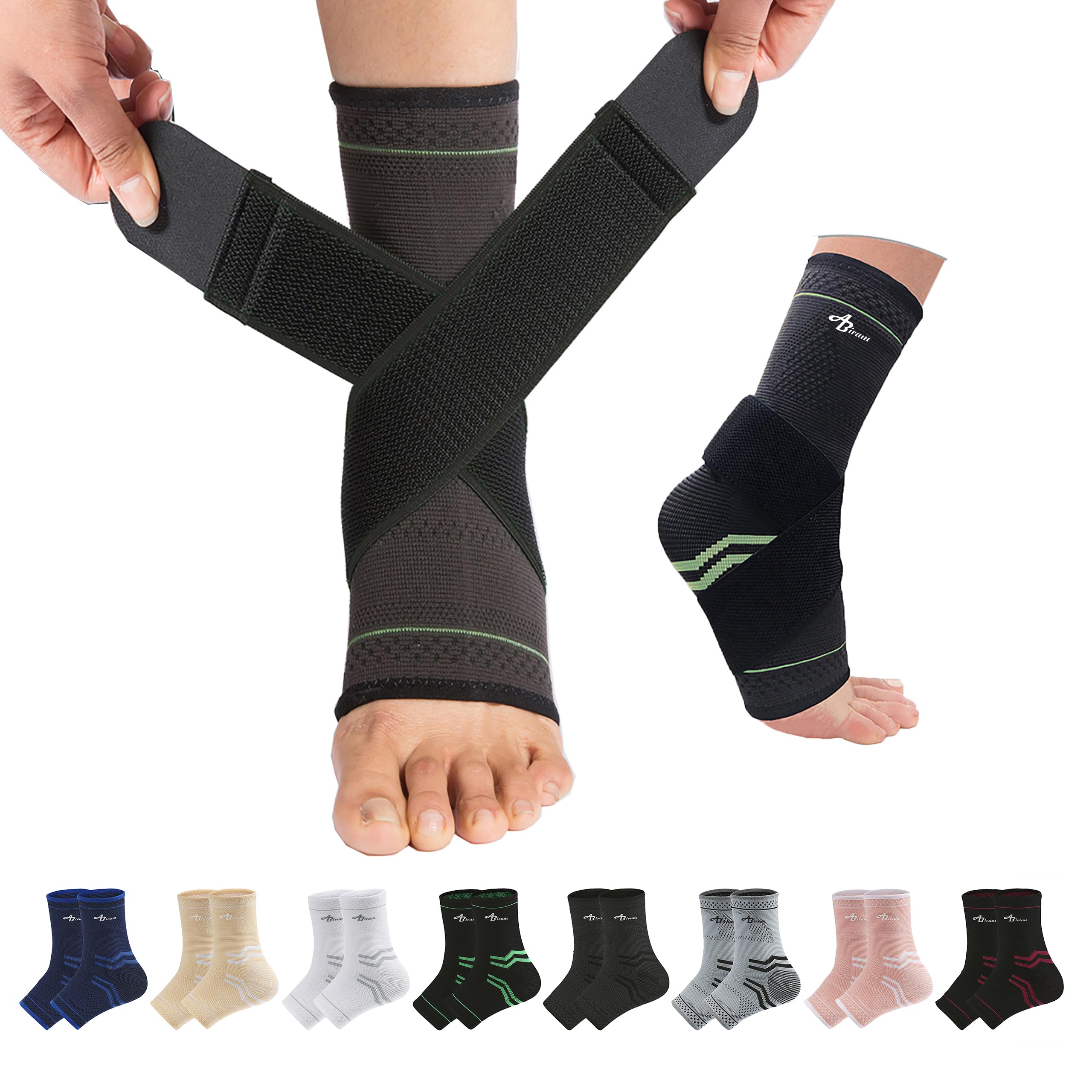 Photo 1 of JUPITER Foot Sleeve (Pair) with Compression Wrap, Ankle Brace for Arch, Ankle Support, Football, Basketball, Volleyball, Running, for Sprained Foot, Tendonitis, Plantar Fasciitis