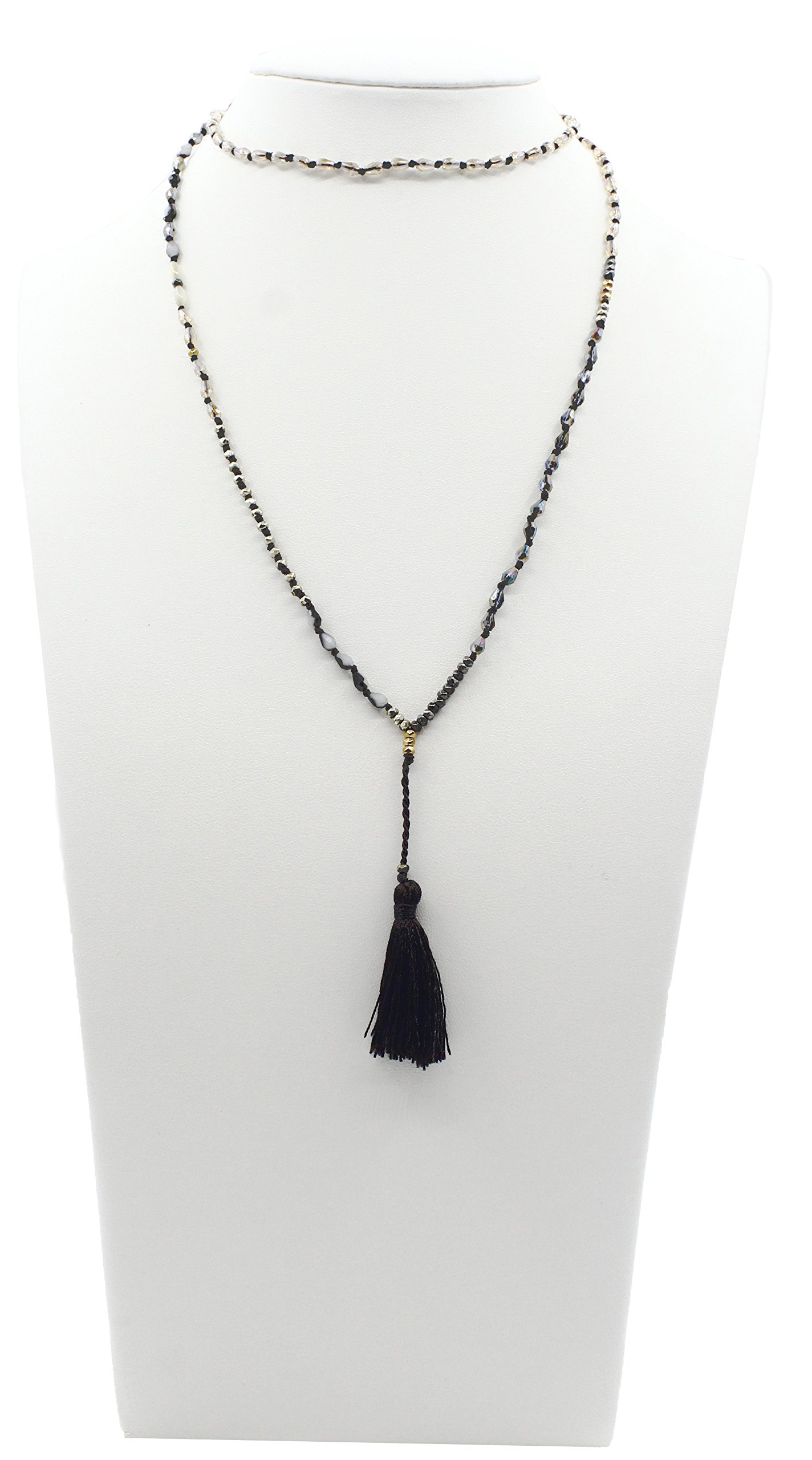 STAR BY QUEEN New Fashion Handmade Long Crystal Bead Chain Necklace with Tassel Pendant Sweater Neckalce