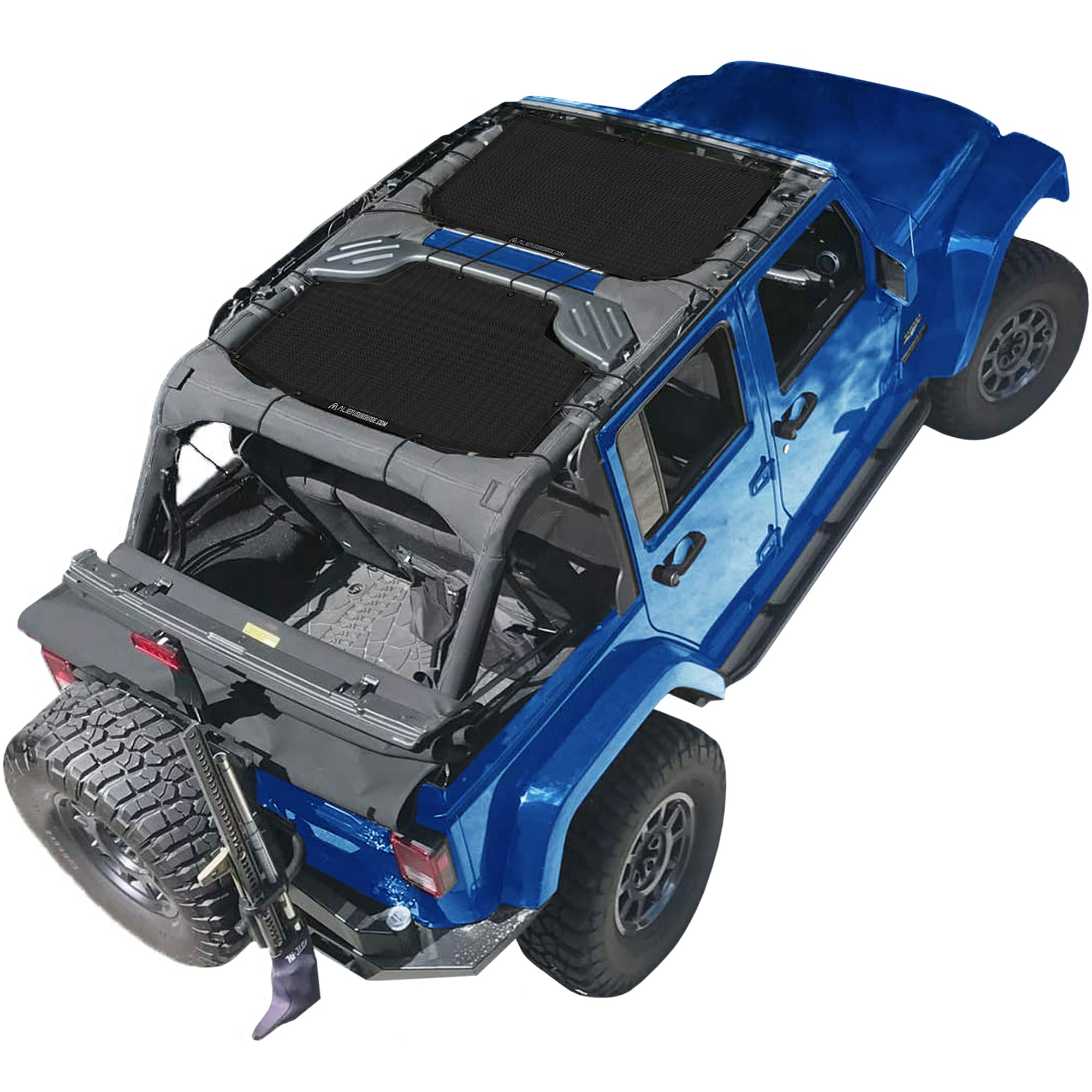 Photo 1 of Alien Sunshade Jeep Wrangler JKU Black (2007-2018) Front & Rear Mesh Sun Shade for JK Unlimited, Blocks UV, Wind, Noise, Jeep Gifts, Bikini Jkini Top Cover for Sport, Sport S, Sahara, Rubicon