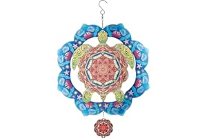 CLYB Sea Turtle Wind Spinner for Outdoor,12 inch Hanging Wind Sculpture,3D Stainless Steel Turtle Design Wind Spinners Art Ornaments for Garden Yard Balcony Decor