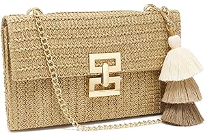 WEIMZC Small Straw Purse for Women Summer Clutch Purses Beach Woven Envelope Bag Raffia Shoulder,Straw Crossbody Bag boho