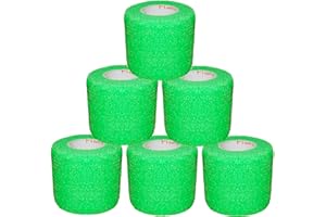 PRAIRIE HORSE SUPPLY 2 Inch Vet Wrap Tape Bulk (Neon Green) (Pack of 6) Self Adhesive Adherent Adhering Flex Bandage Grip Roll for Dog Cat Pet Horse