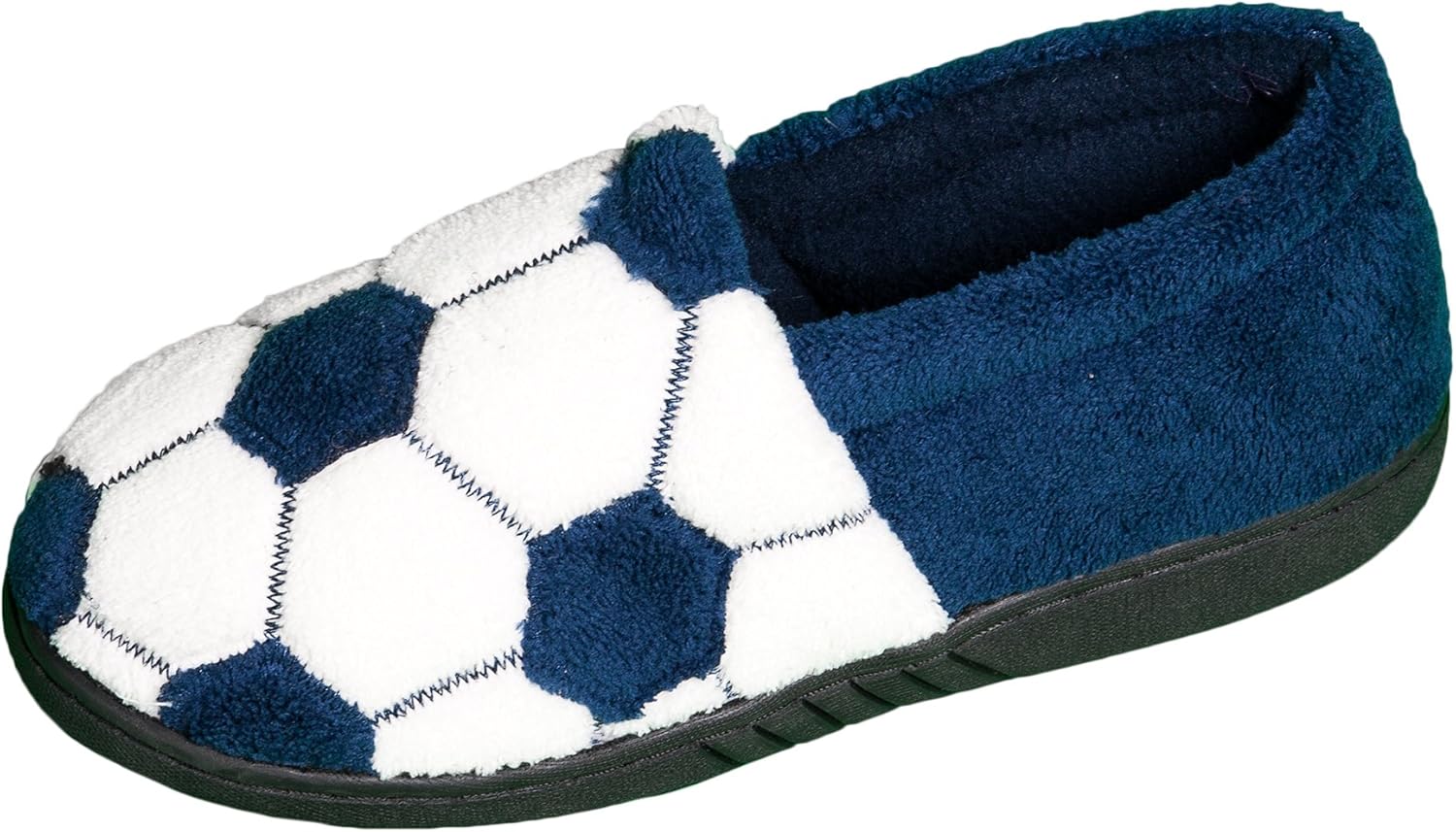 4 KIDZ Boys Pull On Slippers with Football Pattern (Blue, UK 1 (Euro 32