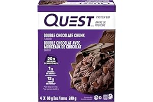 Quest Nutrition Double Chocolate Chunk Protein Bar, High Protein, High Fibre, Low Sugar, Keto Friendly, 20g Protein, 1g Sugar