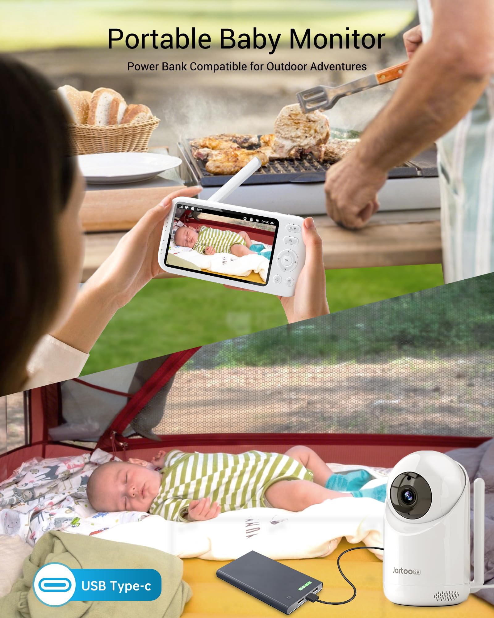 2K Video Baby Monitor with Camera and Audio, 3000ft Long Range Baby Monitor No WiFi 5.5