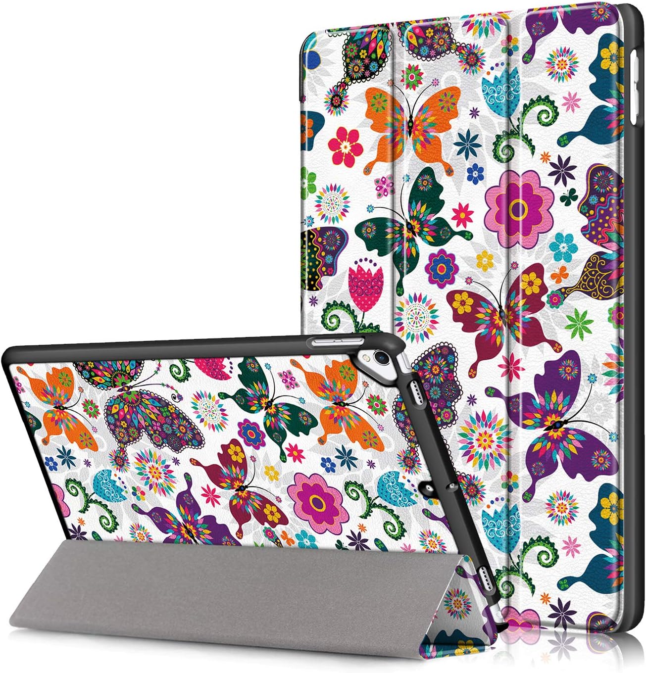 Surom Smart Folio Case for New iPad 10.2 9th Generation 2021/iPad 8th Generation 2020/iPad 7th Generation 2019, Slim Tri-Fold Stand Cover Case with Auto Sleep/Wake for iPad 10.2 Inch, Butterfly