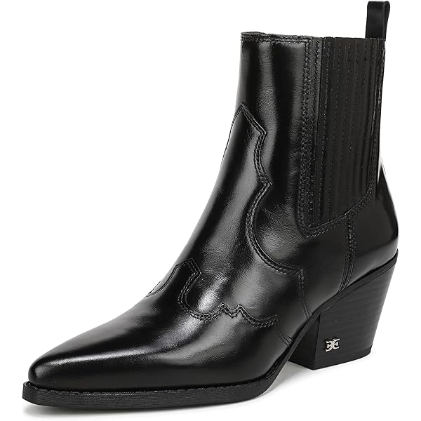 Amazon.com | Sam Edelman Suzette Western Boot Black Leather