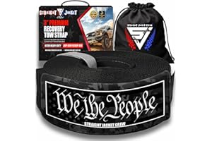 Straight Jacket Crew 3" X 20' Heavy Duty Tow Strap - 30,000 Lb Break Strength Recovery Strap for Truck, SUV, Jeep & Off-Road Use | Reinforced Loops, Abrasion Sleeve & Carry Bag Included.