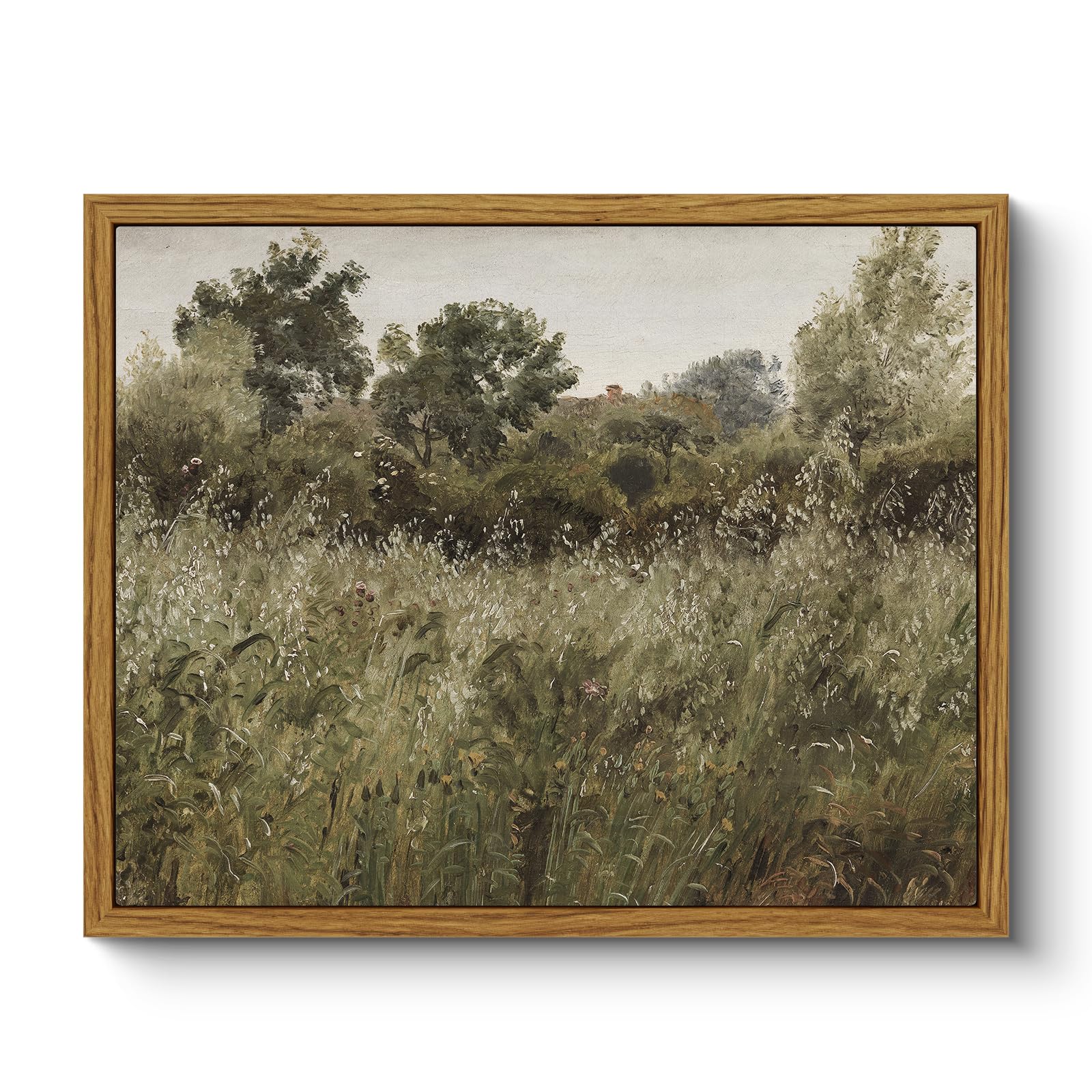 ARPEOTCY Framed Canvas Wall Art Prints, Living Room Hallway Shelf Decor, Grass Landscape Picture Paintings Wall Decor, Vintage Decor for Bedroom Bathroom Table, Aesthetic Room Decor, 20x25cm