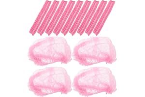 Luxshiny 100pcs Disposable Non-Woven Chef Caps for Short Hair, Breathable Hair Covers for Kitchen and Food Pink