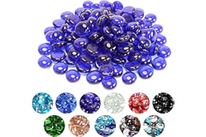 Grisun 1/2 inch Cobalt Blue Fire Glass Beads for Fire Pit - 10 Pounds Reflective Round Glass, Decorative for Natural or Propane Fireplace, Fire Table, Fish Tank, Vase Fillers and Landscaping