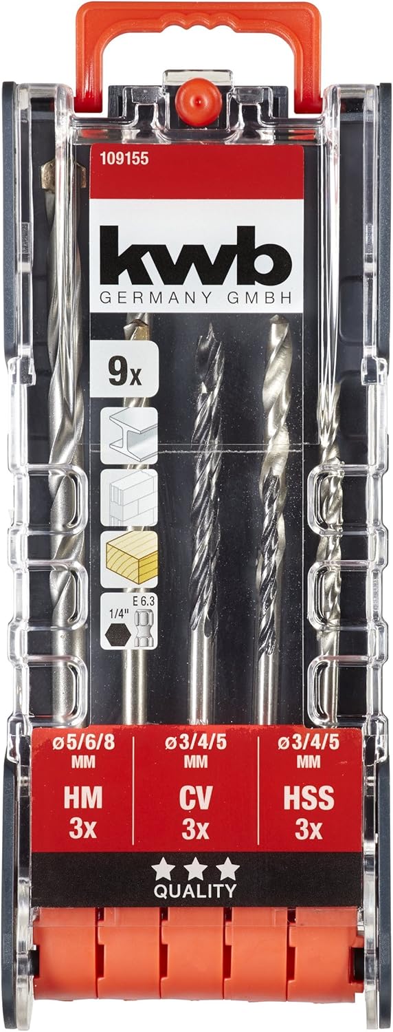 kwb PowerBox combinibohrer set - Drill set, 9-piece for metal stone, wood, incl. Six-rate recording, multi-coloured - Image 5