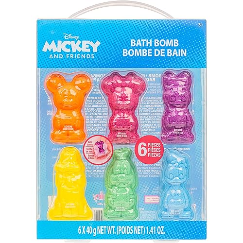 Mickey Minnie and Friends 6 Piece Bath Bombs for Kids, Bubble Gum Scented, Bath Toys for Kids, Ages 3+, by Townley