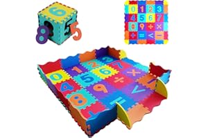 LYINGFISH Baby Puzzle Mat，Foam Play Mat Baby Play Mat Foam Floor Tiles with Numbers Interlocking Foam Tiles Foam Puzzle Floor Mat Baby Crawling Mat Easy to Clean Foam Mats for Floor Baby(36pcs)