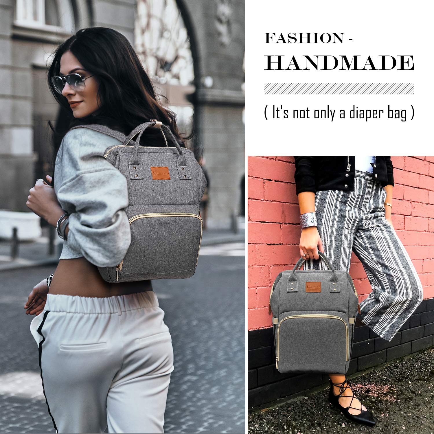 Baby Diaper Bag Backpack – Large Diaper Backpack for Mom Dad with Stroller Straps, Multi-Function, Waterproof, Stylish and Durable Travel Diaper Bags for Girls and Boys (Gray)