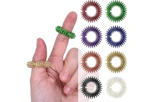 Wisdompro 16 Pcs Spiky Sensory Finger Rings, Flexible Fidget Ring for Adults, Men and Women, 8 Colors