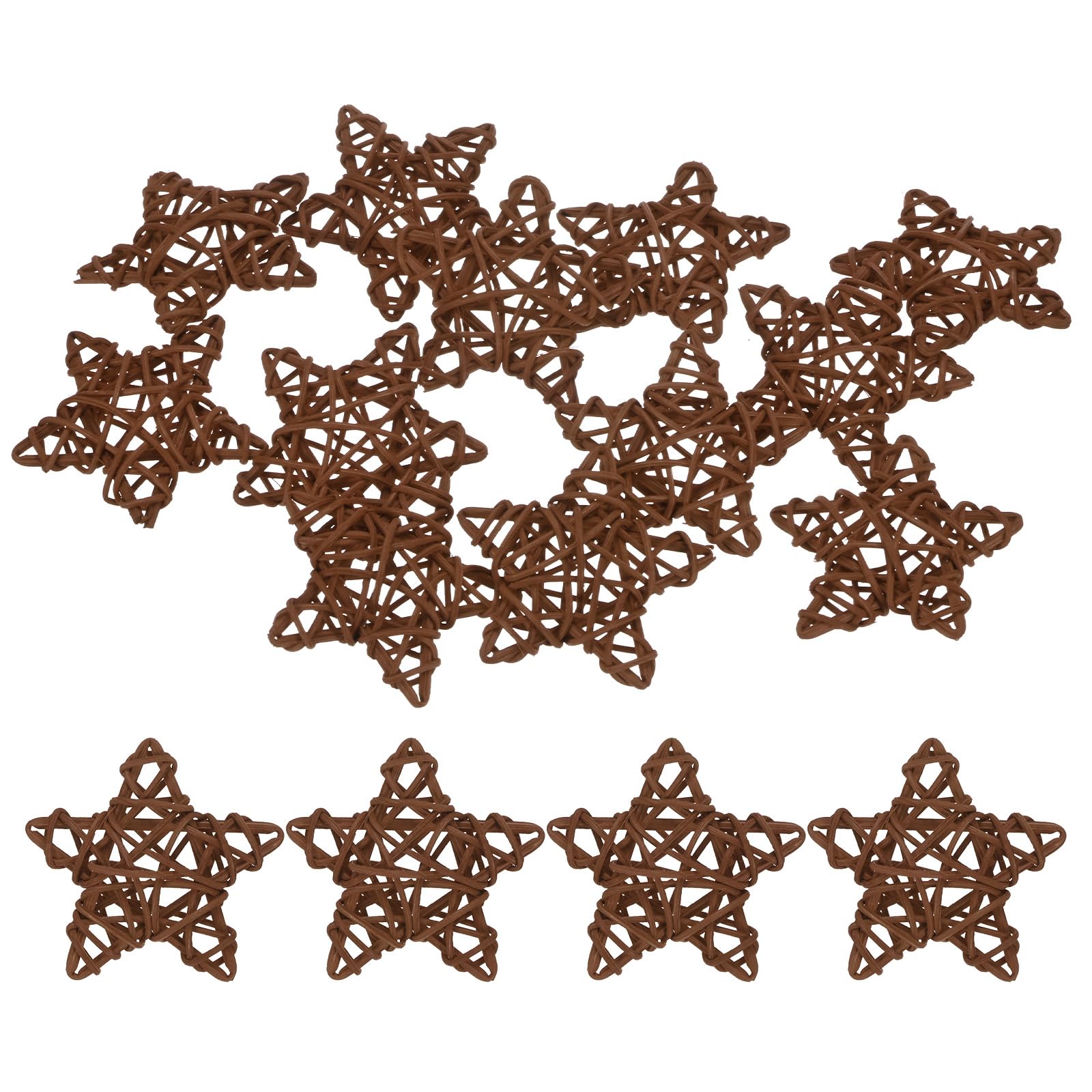 M METERXITY 12-Pack Pentagram Wicker Rattan Balls 65mm/2.6 Inch Decorative Rattan Balls Orbs Vase Fillers Bowl Fillers for Christmas/Weddings/DIY Crafts/Home Decor [Brown]
