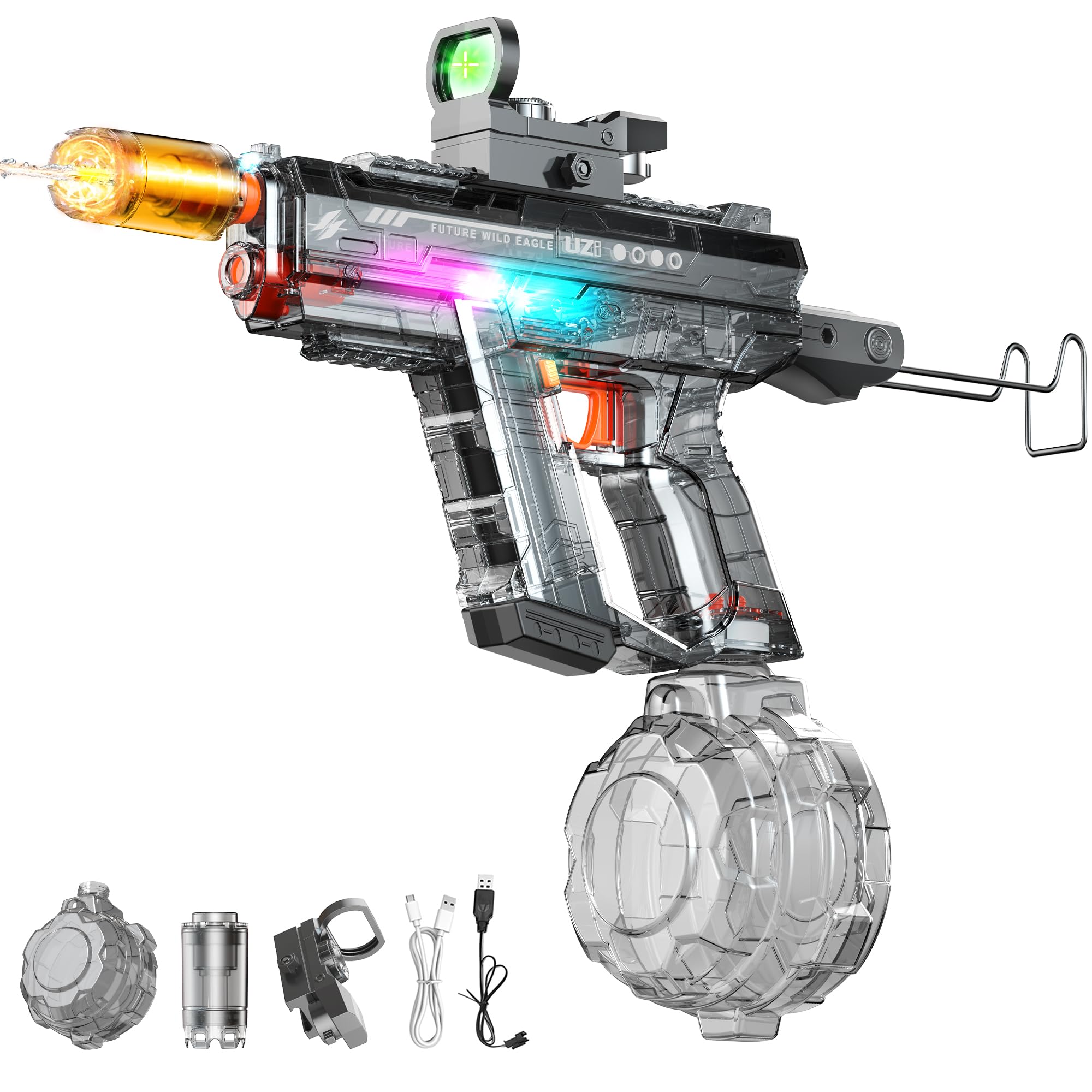 Photo 1 of (sold as parts) Automatic Electric Water Gun with LED Effects, Auto Water Suction Powerful Squirt Guns Pistol for Adults Kids, Auto Water Blaster Pistol Outdoor Summer Toys for Pool Beach Party (Dark Grey)