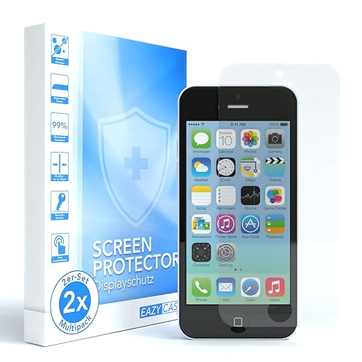EAZY CASE 2X Apple iPhone 5 / 5S / 5C / SE Panzerglas 9H Härte 3D-Touch kompatibel Schutzglas aus gehärtetem 2,5D Panzerglas 