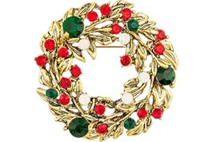 Vanjewnol Christmas Brooch, Vintage Christmas Jewelry for Women, Gold Brooch Pins for Women, Christmas Wreath Brooch, Snowflake Brooch, Christmas Bells Brooch, Christmas Pins and Brooches for Women