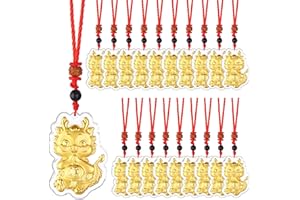 Eshylala 20 Pack Dragon Pendant with Red Ropes Chinese New Year Gift Lucky Dragon Statues Charm 2024 Year of Dragon Pendant 2024 Dragon Pendant Chinese Spring Festival Zodiac Gift