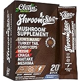 Clean Nutraceuticals Lions Mane Mushroom Supplement with Turkey Tail Reishi Cordyceps Chaga Maitake Meshima Poria Cocos Shiitake Oyster Porcini Enoki (20 Count (Pack of 1))
