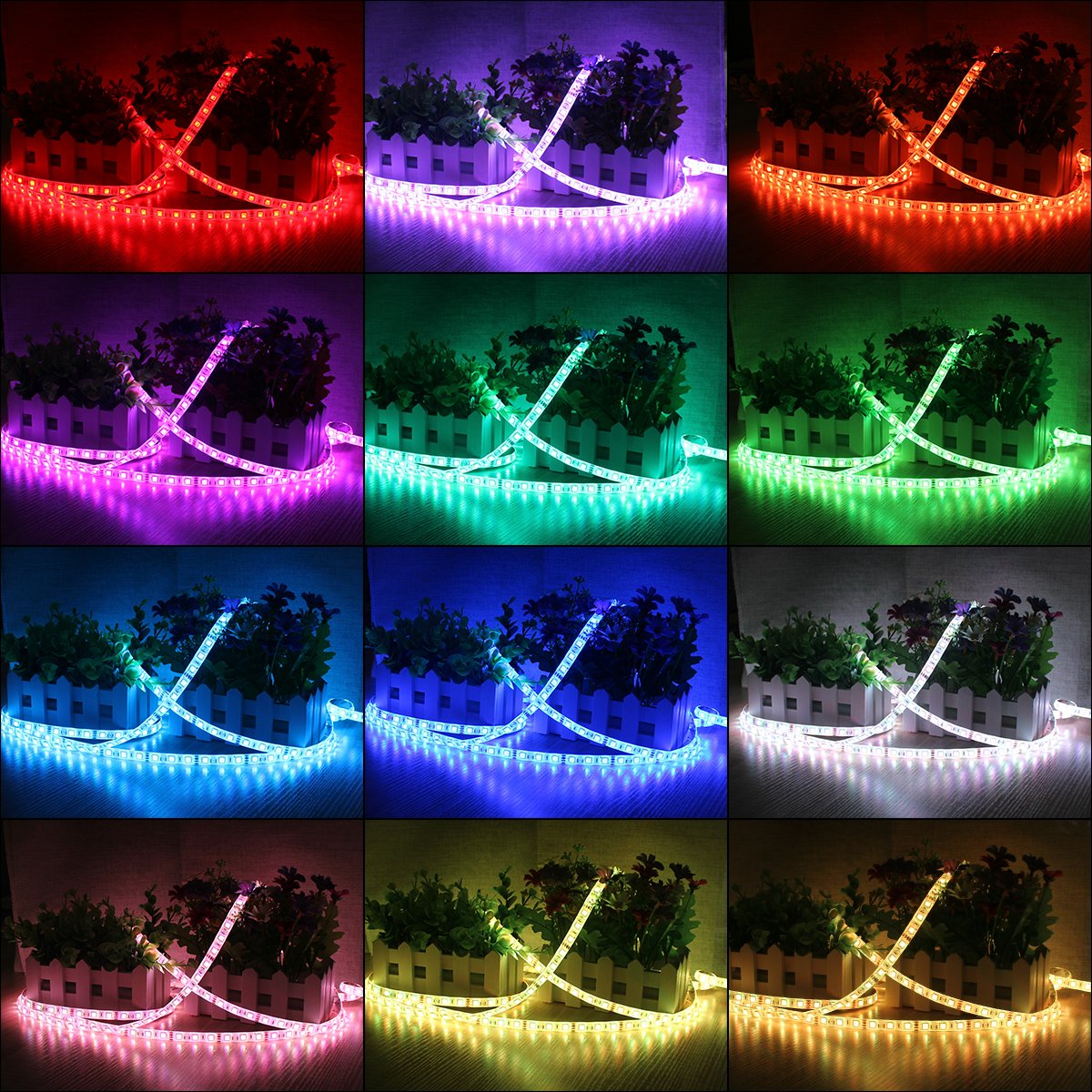 B2ocled LED RGB Flexible Strip Lights Kit SMD 5050 16.4Ft(5M) 300leds Waterproof Color Changing with 24key IR Controller and 12V 2A Power Supply Adapter
