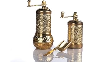 MOOGCO Grinder Set - Herb Grinder - Pepper Grinder Mill - Pepper Mill - Spice Grinder - Pepper Mill Grinder with Crank Handle - Spice Grinder Manual (Gold)