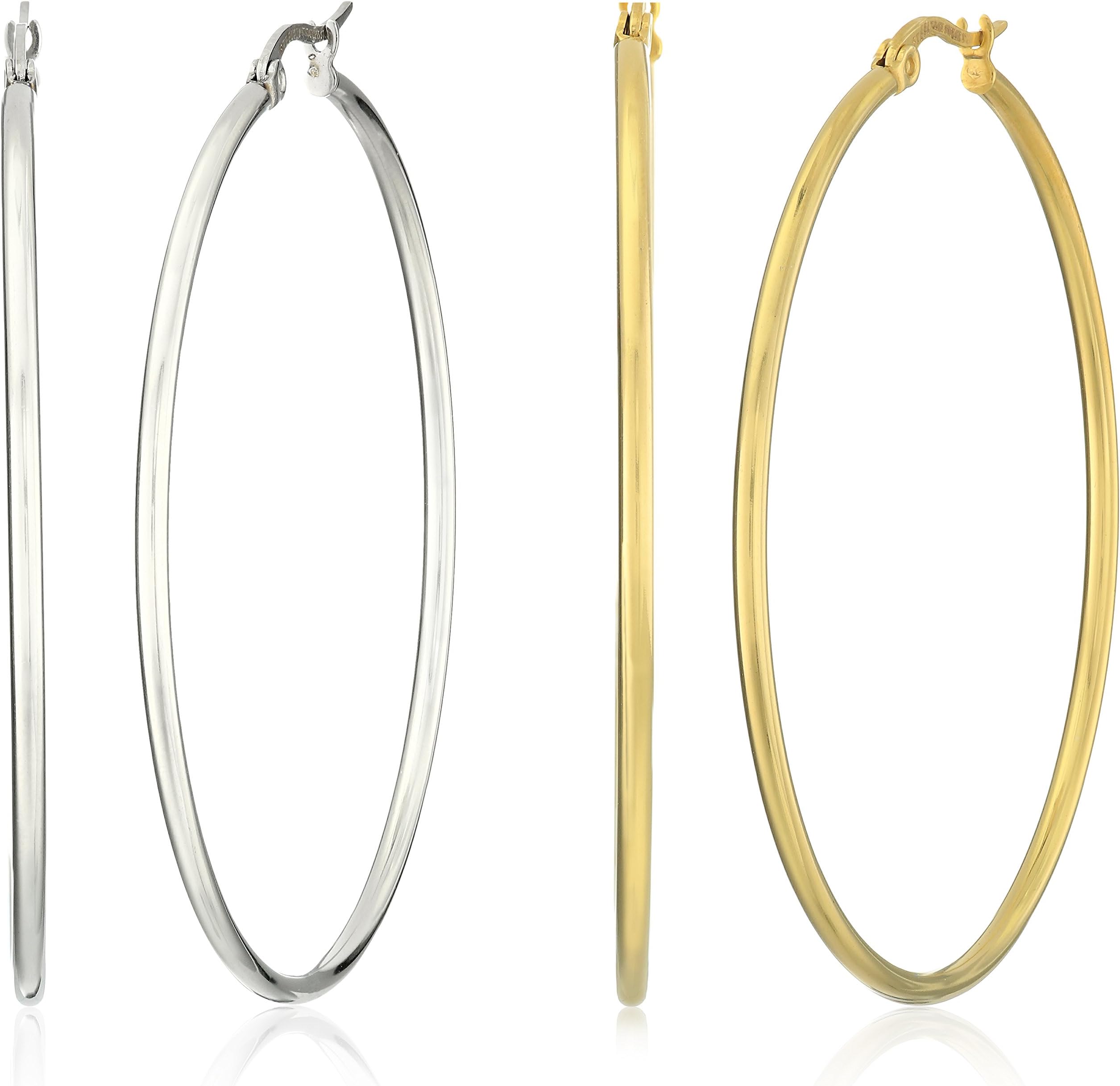 Stainless Steel Hoop Earring Two-Pair Set