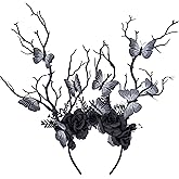 MOSTORY Black Butterfly Branch Headband - Handmade Dark Woodland Hairband Gothic Forest Tree Crown for Women Girls Cosplay Renaissance Mardi Gras Carnival Photo Props