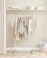 SONGMICS Clothes Rack with Castors Adjustable Height 97-165 cm White LLR001W01 view 3