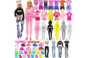 ENOCHT 29 Pcs Doll Clothes and Accessories Including 10 Set Clothes Hooded Sport Suits Fashion Outfits Tops and Pants/Shorts with 15 Pairs of Shoes 4 Accessories for 11.5 Inch Dolls(Doll NOT Include)