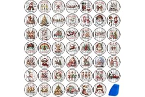 ZMRU 48 Sheets Vintage Christmas Rub On Transfers for Crafts, Rub On Transfers Christmas Wood Slices, Balls,Holiday Decoration Ornaments,2.5 * 2.5inch