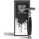 WLDOHO Double Edge Safety Razor - Natural Ebony Wood Handle, Zero Waste and Plastic Free - Reusable Safety Razor for Men & Wo