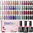 Beetles Gel Nail Polish Set, 36 Colors Spring Nail Gel Polish Kit Neutral Pink Red Blue Green Brown Gold Glitter with Base Coat Glossy Matte Top Coat Manicure Gifts for Women