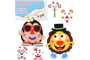IDEMEET Reusable Simple Felt Crafts for Toddlers, Create Cute & Fun Animals Activities, Arts and Crafts for Kids, Idea Toys for Travel, Plane, Party Favor, Easter Gifts, Preschool Learning for Boys Girls