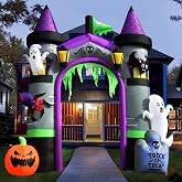 12.5 FT Inflatable Halloween Decorations, Huge Blow Up Halloween Archway | Scary Giant Halloween Arch with Ghost, Pumpkin, Spider and Light, Large Castle Inflatables for Outside Outdoor Yard Decor