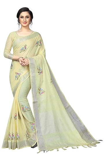 Women`s Linen saree with Blouse Piece(LinenLoveBird)