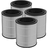 FMDZFL 4 Pack JF100 Replacement Filter Compatible with JF100 Air Purifier, 3-in-1 H13 True HEPA and High-Efficiency Activated Carbon Filter