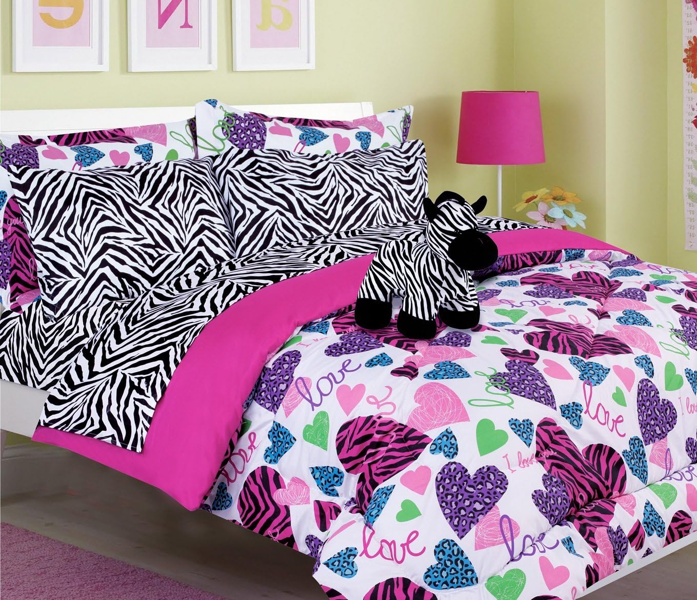 girls zebra bedding