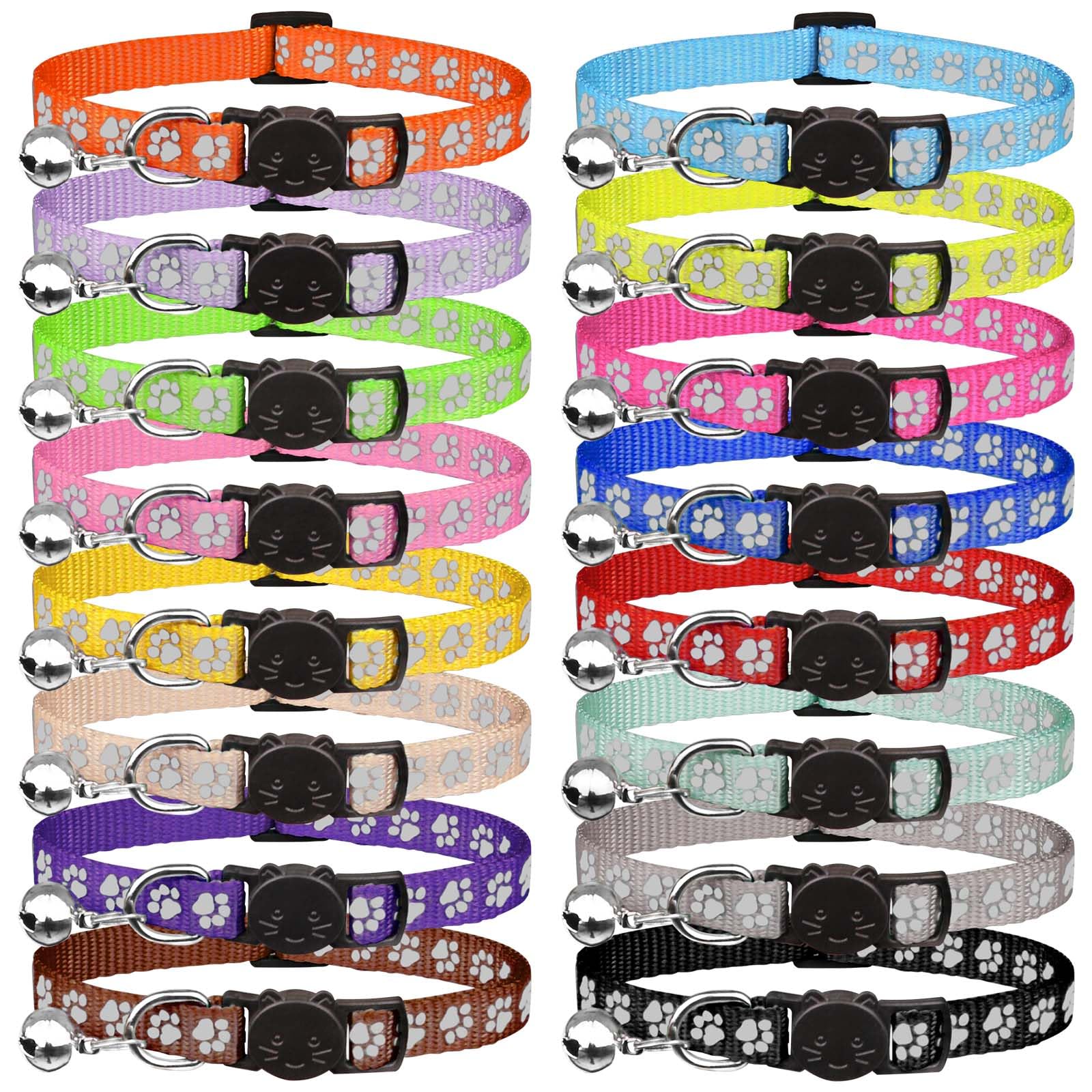Photo 1 of 16 PCS Breakaway Cat Collars with Bells Reflective Cat Collar Safety Nylon Kitten Collars Cat Collars for Girl Boy Cats(6"-9")