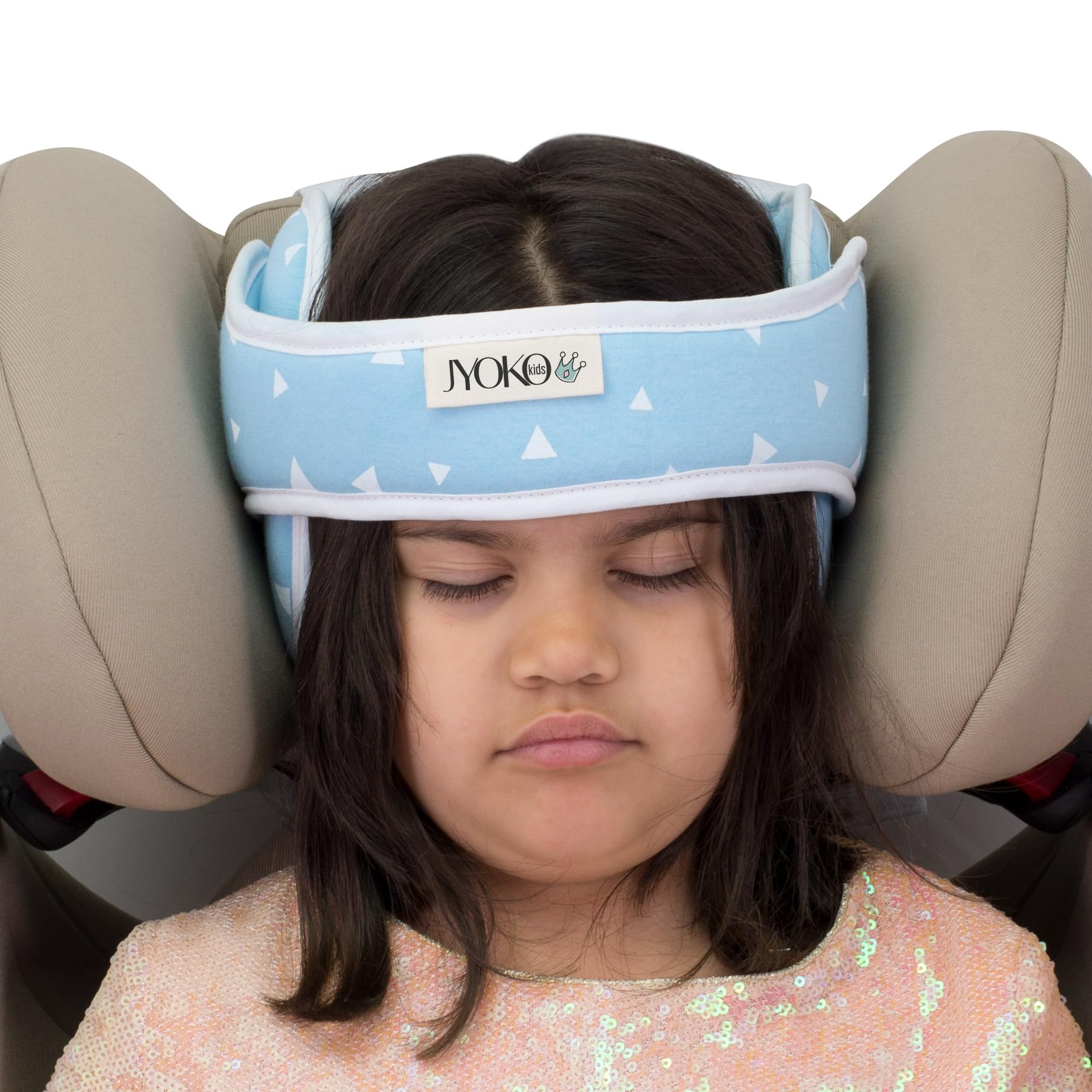 JYOKO Kids Head Support for Car Seats and Strollers (Blue Sparkles)