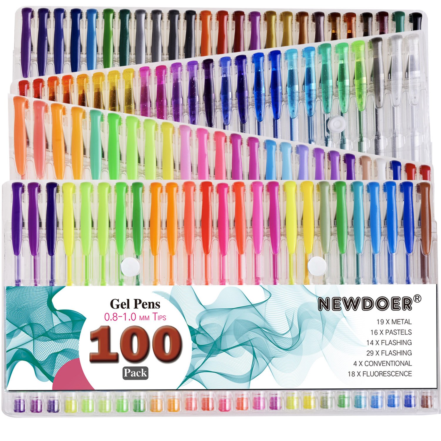 Newdoer Penne gel colorate 60% di inchiostro in pi¹ pacco Newdoer Penne gel colorate 60% di inchiostro in pi¹ pacco gigante da 100 coloriPer libri da colorare per adulti per disegnare e scrivere